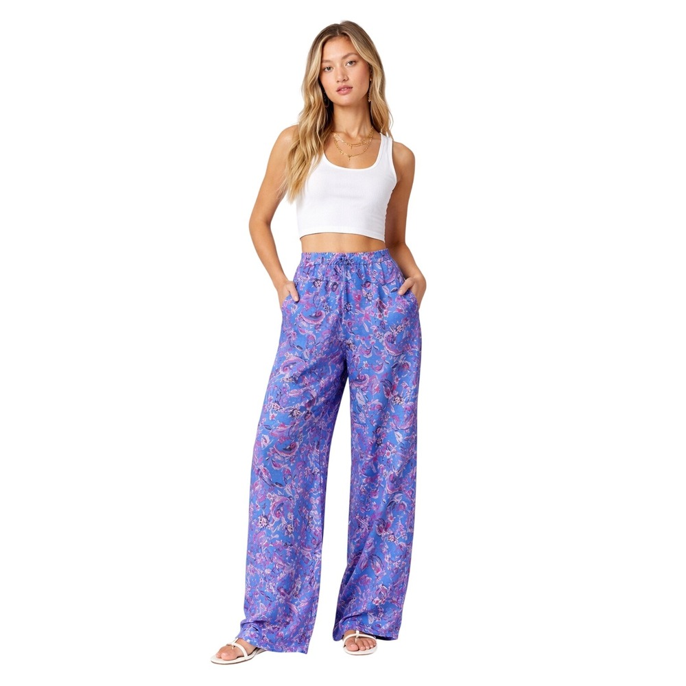 ISABEL MARANT Piera Silk Blend Paisley‎ Wide Leg Pants Resortwear Size 36
